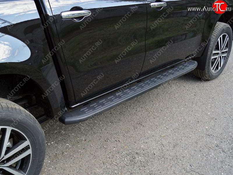 21 349 р. Пороги алюминиевые с пластиковой накладкой ТСС Тюнинг  Mercedes-Benz X class  W470 (2017-2020) (карбон черные)  с доставкой в г. Санкт‑Петербург