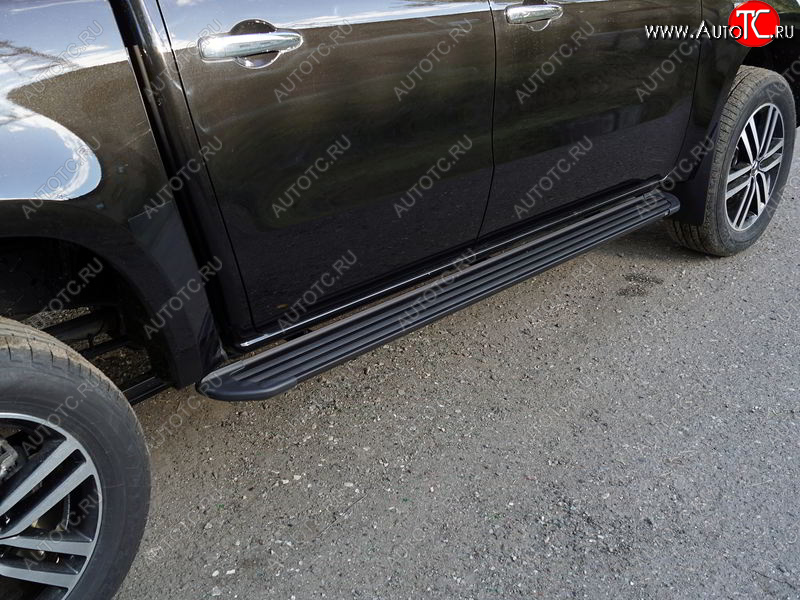 21 349 р. Пороги алюминиевые Slim Line ТСС Тюнинг  Mercedes-Benz X class  W470 (2017-2020) (Black)  с доставкой в г. Санкт‑Петербург