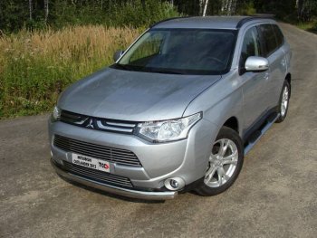 20 899 р. Защита переднего бампера нижняя овальная 75*42 мм ТСС Тюнинг  Mitsubishi Outlander  GF (2012-2014) (нержавейка)  с доставкой в г. Санкт‑Петербург. Увеличить фотографию 1