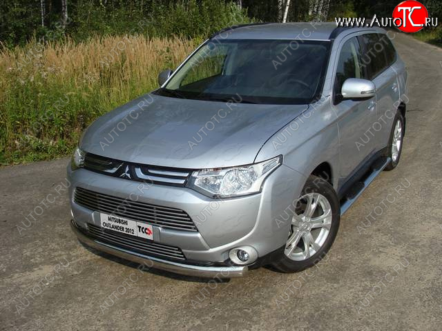 20 899 р. Защита переднего бампера нижняя овальная 75*42 мм ТСС Тюнинг  Mitsubishi Outlander  GF (2012-2014) (нержавейка)  с доставкой в г. Санкт‑Петербург