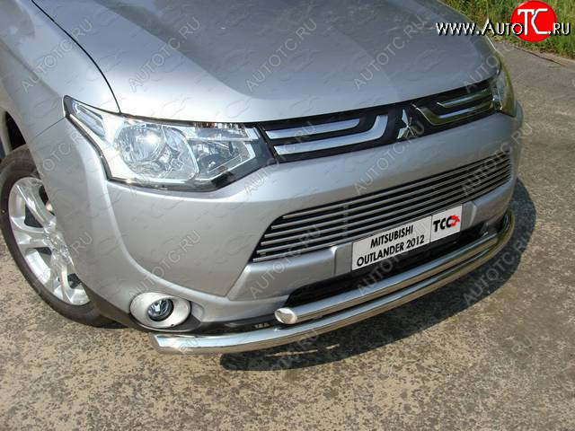 22 599 р. Защита переднего бампера нижняя 60,3*50,8 мм ТСС Тюнинг  Mitsubishi Outlander  GF (2012-2014) дорестайлинг (нержавейка)  с доставкой в г. Санкт‑Петербург