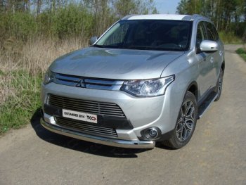 20 899 р. Защита переднего бампера нижняя овальная 75*42 мм ТСС Тюнинг  Mitsubishi Outlander  GF (2014-2016) (нержавейка)  с доставкой в г. Санкт‑Петербург. Увеличить фотографию 1