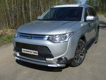 Защита переднего бампера нижняя с ходовыми огнями 60,3 мм ТСС Тюнинг Mitsubishi Outlander GF 1-ый рестайлинг (2014-2016)  (нержавейка)