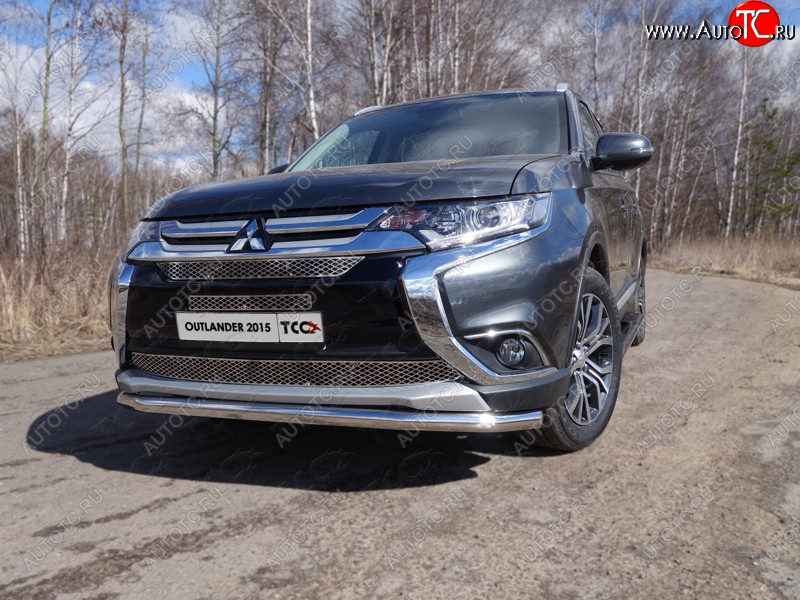 22 599 р.  Защита передняя нижняя длинная 60,3 мм ТСС Тюнинг Mitsubishi Outlander GF 2-ой рестайлинг (2015-2018) (нержавейка)  с доставкой в г. Санкт‑Петербург