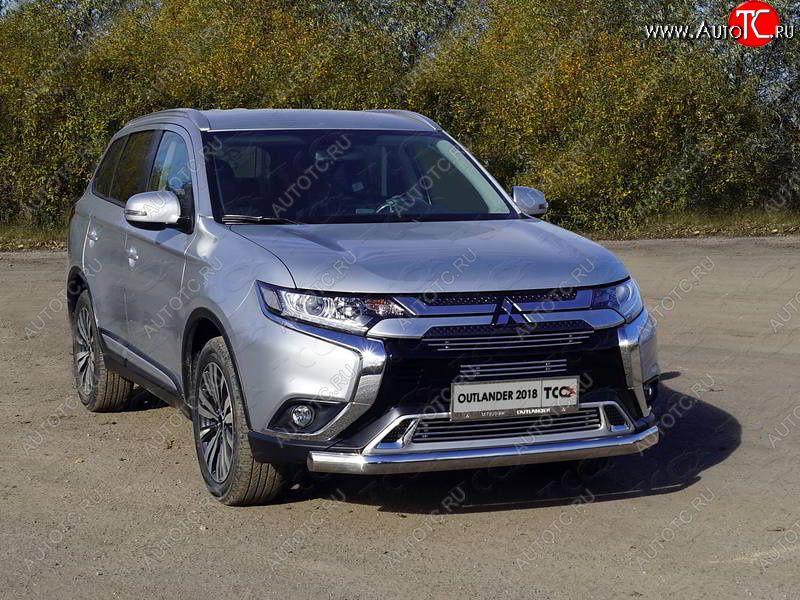 22 799 р. Защита переднего бампера нижняя овальная 75*42 мм ТСС Тюнинг  Mitsubishi Outlander  GF (2018-2024) (нержавейка)  с доставкой в г. Санкт‑Петербург