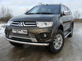 Защита переднего бампера нижняя 76,1 мм ТСС Тюнинг Mitsubishi Pajero Sport 3 PB рестайлинг (2013-2017)  (нержавейка)