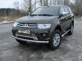 20 899 р. Защита переднего бампера нижняя овальная 75*42 мм ТСС Тюнинг  Mitsubishi Pajero Sport  3 PB (2013-2017) (нержавейка)  с доставкой в г. Санкт‑Петербург. Увеличить фотографию 1