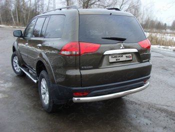 Защита задняя (центральная овальная 75х42 мм) ТСС Тюнинг Mitsubishi Pajero Sport PB рестайлинг (2013-2017)