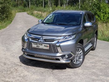 17 999 р. Защита переднего бампера нижняя d76,1 мм ТСС Тюнинг  Mitsubishi Pajero Sport  QE (2015-2021) дорестайлинг (нержавейка)  с доставкой в г. Санкт‑Петербург. Увеличить фотографию 1