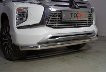 22 599 р. Защита переднего бампера нижняя d76,1 мм ТСС Тюнинг  Mitsubishi Pajero Sport  3 QF (2019-2022) (нержавейка)  с доставкой в г. Санкт‑Петербург. Увеличить фотографию 1