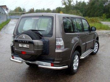 22 599 р. Защита задняя (уголки, нержавейка 76,1 мм) ТСС Тюнинг  Mitsubishi Pajero  4 V80 (2011-2014) 3 дв. 1-ый рестайлинг  с доставкой в г. Санкт‑Петербург. Увеличить фотографию 1