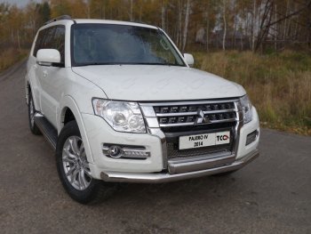 Защита передняя нижняя двойная 76,1*75 мм ТСС Тюнинг Mitsubishi (Митсубиси) Pajero (Паджеро)  4 V90 (2014-2020) 4 V90 2-ой рестайлинг  (нержавейка)