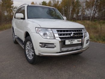 17 999 р. Защита переднего бампера нижняя 76,1 мм ТСС Тюнинг  Mitsubishi Pajero  4 V90 (2014-2020) (нержавейка)  с доставкой в г. Санкт‑Петербург. Увеличить фотографию 1