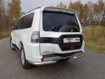 22 599 р. Защита задняя (уголки, нержавейка 76,1 мм) ТСС Тюнинг  Mitsubishi Pajero  4 V90 (2014-2020) 2-ой рестайлинг  с доставкой в г. Санкт‑Петербург. Увеличить фотографию 1