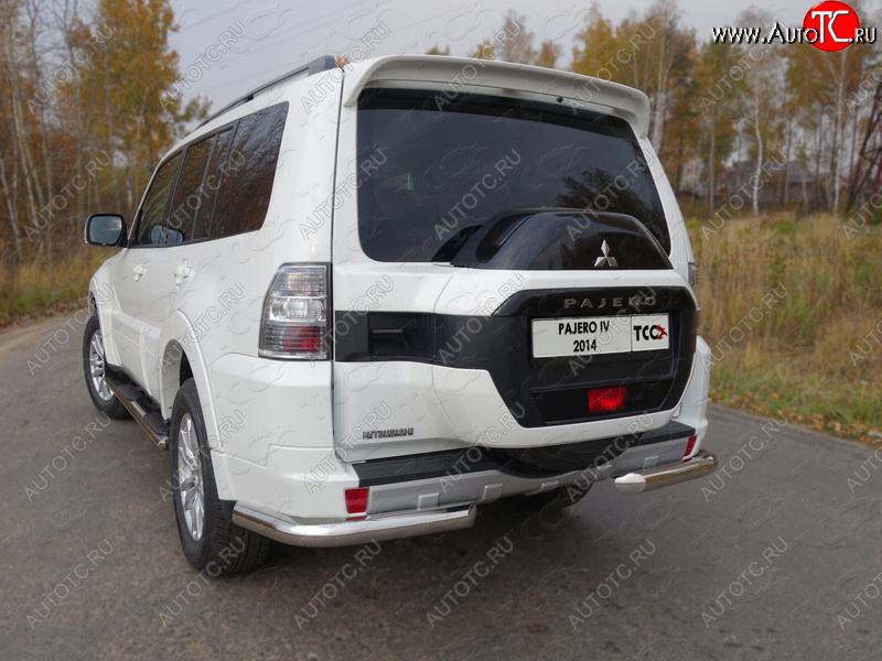 22 599 р. Защита задняя (уголки, нержавейка 76,1 мм) ТСС Тюнинг  Mitsubishi Pajero  4 V90 (2014-2020) 2-ой рестайлинг  с доставкой в г. Санкт‑Петербург