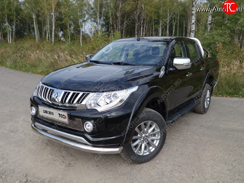 19 549 р. Защита переднего бампера нижняя d76,1 мм ТСС Тюнинг Mitsubishi L200 5 KK,KL дорестайлинг (2015-2019) (нержавейка)  с доставкой в г. Санкт‑Петербург