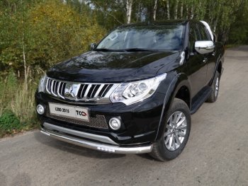 Защита переднего бампера нижняя с ДХО 76,1 мм ТСС Тюнинг Mitsubishi L200 5 KK,KL дорестайлинг (2015-2019)  (нержавейка)