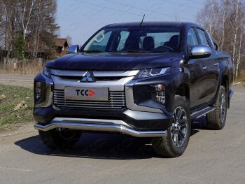 22 999 р. Защита переднего бампера волна d76,1 мм ТСС Тюнинг  Mitsubishi L200  5 KK,KL (2018-2022) рестайлинг (нержавейка)  с доставкой в г. Санкт‑Петербург. Увеличить фотографию 1