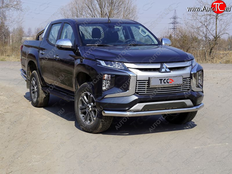 20 499 р. Защита переднего бампера нижняя 76,1 мм ТСС Тюнинг Mitsubishi L200 5 KK,KL рестайлинг (2018-2022) (нержавейка)  с доставкой в г. Санкт‑Петербург