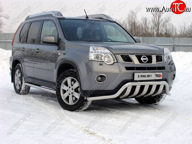 28 999 р. Защита переднего бампера нижняя 60,3*75 мм ТСС Тюнинг  Nissan X-trail  2 T31 (2010-2015) рестайлинг (нержавейка)  с доставкой в г. Санкт‑Петербург