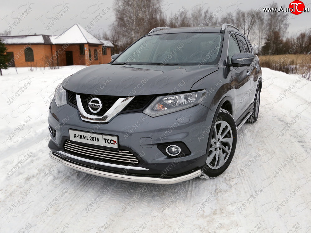 20 999 р. Защита передняя нижняя длинная 60,3 мм ТСС Тюнинг  Nissan X-trail  3 T32 (2013-2018) (нержавейка)  с доставкой в г. Санкт‑Петербург