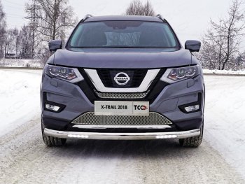 46 599 р. Защита передняя нижняя овальная с ДХО 75х42 мм ТСС Тюнинг  Nissan X-trail  3 T32 (2017-2022) рестайлинг (нержавейка)  с доставкой в г. Санкт‑Петербург. Увеличить фотографию 1