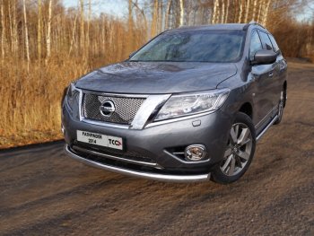 23 999 р. Защита переднего бампера нижняя d76,1 мм ТСС Тюнинг Nissan Pathfinder R52 дорестайлинг (2012-2017) (нержавейка)  с доставкой в г. Санкт‑Петербург. Увеличить фотографию 1