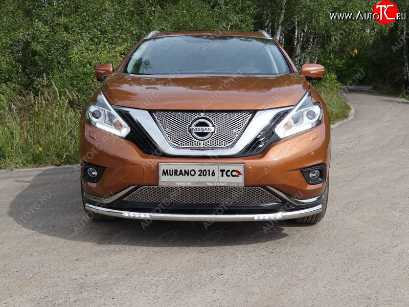 40 649 р. Защита переднего бампера нижняя с ДХО 60,3 мм ТСС Тюнинг Nissan Murano 3 Z52 дорестайлинг (2015-2022) (нержавейка)  с доставкой в г. Санкт‑Петербург