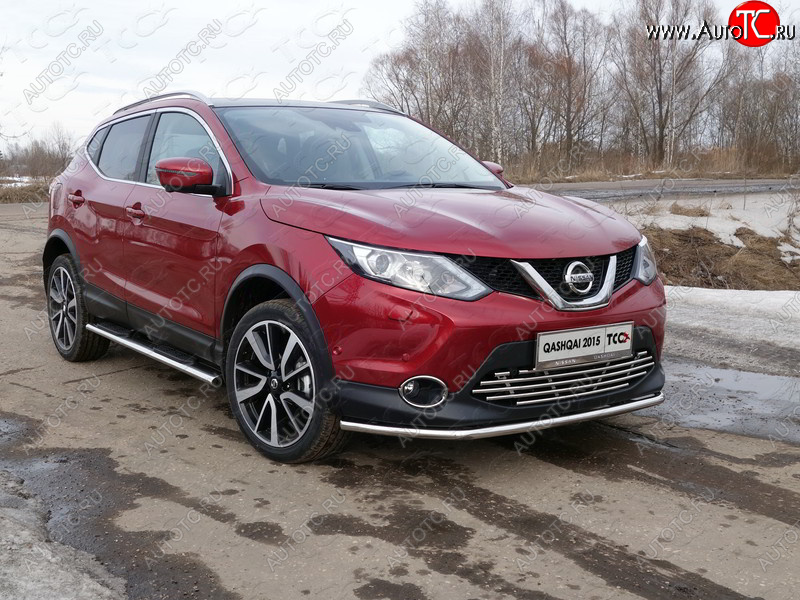 16 549 р. Защита переднего бампера нижняя 42,4 мм ТСС Тюнинг  Nissan Qashqai  2 (2013-2019) J11 дорестайлинг (нержавейка)  с доставкой в г. Санкт‑Петербург