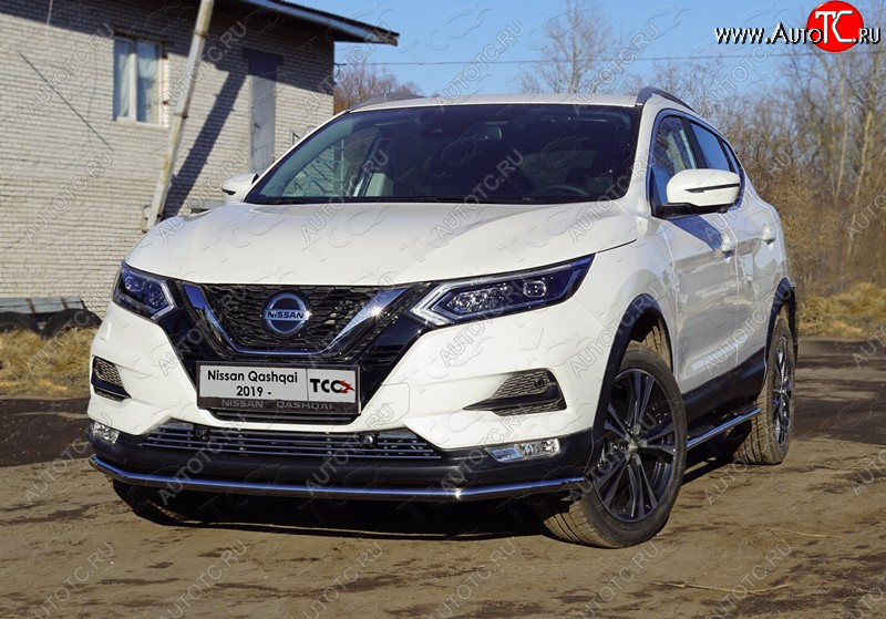 17 799 р. Защита переднего бампера нижняя 42,4 мм ТСС Тюнинг  Nissan Qashqai  2 (2017-2022) J11 рестайлинг (нержавейка)  с доставкой в г. Санкт‑Петербург