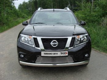 Защита переднего бампера нижняя овальная 75х42 мм ТСС Тюнинг Nissan Terrano D10 дорестайлинг (2013-2016)  (нержавейка)