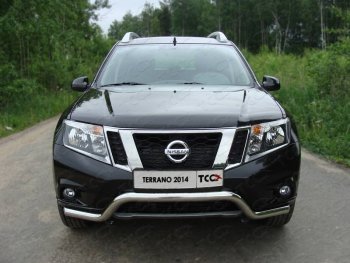 17 999 р. Защита переднего бампера кенгурин 60,3 мм ТСС Тюнинг Nissan Terrano D10 дорестайлинг (2013-2016) (нержавейка)  с доставкой в г. Санкт‑Петербург. Увеличить фотографию 1