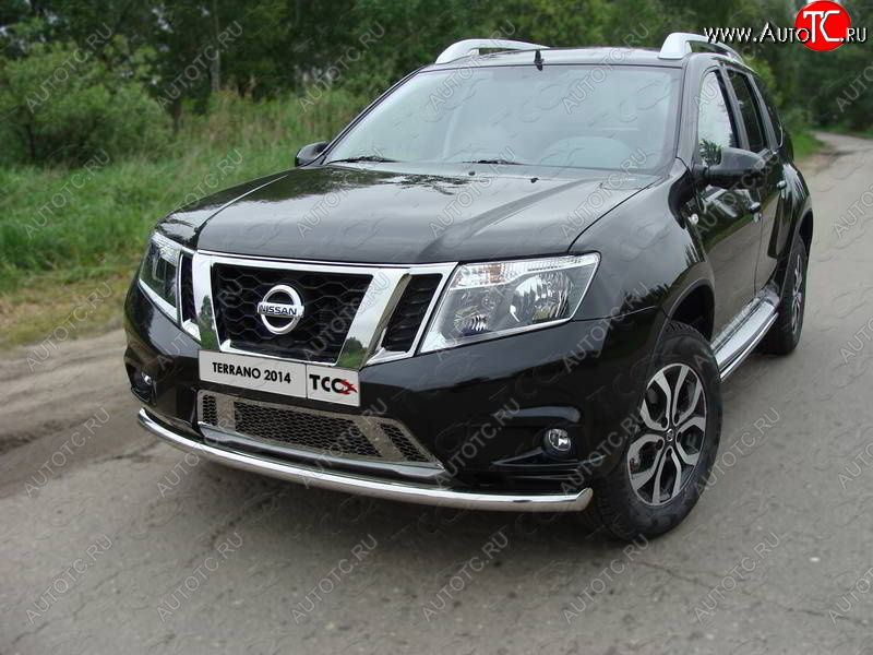 16 549 р. Защита переднего бампера нижняя d60,3 мм ТСС Тюнинг Nissan Terrano D10 дорестайлинг (2013-2016) (нержавейка)  с доставкой в г. Санкт‑Петербург