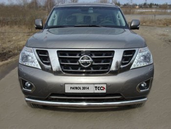 Защита переднего бампера нижняя 76,1 мм ТСС тюнинг Nissan Patrol 6 Y62 рестайлинг (2014-2017)  (нержавейка)