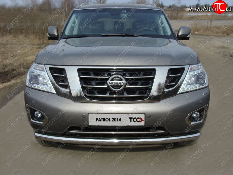 29 999 р. Защита переднего бампера нижняя 76,1 мм ТСС тюнинг Nissan Patrol 6 Y62 рестайлинг (2014-2017) (нержавейка)  с доставкой в г. Санкт‑Петербург