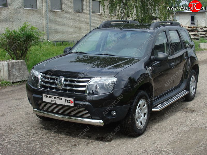 16 299 р. Защита передняя овальная короткая 75х42 мм ТСС Тюнинг  Renault Duster  HS (2010-2015) дорестайлинг (нержавейка)  с доставкой в г. Санкт‑Петербург