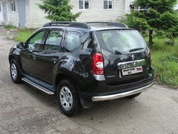 20 899 р. Защита задняя (овальная длинная 75х42 мм) ТСС Тюнинг  Renault Duster  HS (2010-2015) дорестайлинг (овальная длинная)  с доставкой в г. Санкт‑Петербург. Увеличить фотографию 1