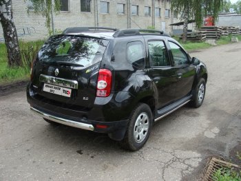 16 299 р. Защита задняя (овальная короткая 75х42 мм) ТСС Тюнинг Renault Duster HS дорестайлинг (2010-2015) (овальная короткая)  с доставкой в г. Санкт‑Петербург. Увеличить фотографию 1