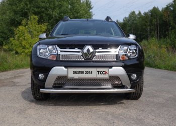 14 999 р. Защита переднего бампера нижняя d60,3 мм ТСС Тюнинг Renault Duster HS рестайлинг (2015-2021) (нержавейка)  с доставкой в г. Санкт‑Петербург. Увеличить фотографию 1