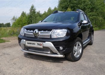 29 999 р. Защита переднего бампера нижняя с ДХО 60,3 мм ТСС Тюнинг  Renault Duster  HS (2015-2021) рестайлинг (нержавейка)  с доставкой в г. Санкт‑Петербург. Увеличить фотографию 1