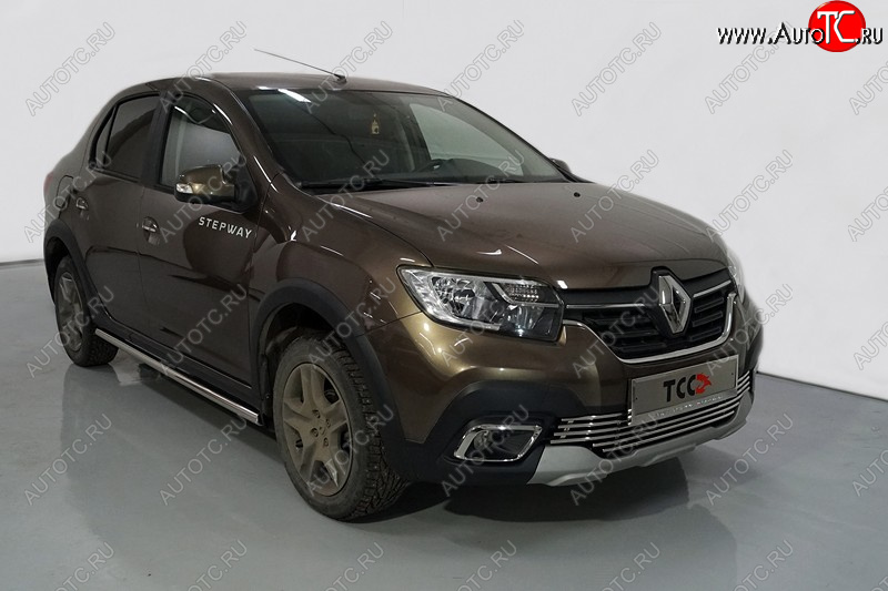 19 999 р. Защита порогов труба d42,4 мм ТСС Тюнинг  Renault Logan Stepway (2018-2024) (серые)  с доставкой в г. Санкт‑Петербург