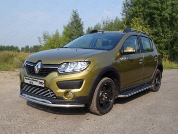 11 999 р. Защита переднего бампера нижняя d42,4 мм ТСС Тюнинг Renault Sandero Stepway (B8) дорестайлинг (2014-2018) (нержавейка)  с доставкой в г. Санкт‑Петербург. Увеличить фотографию 1