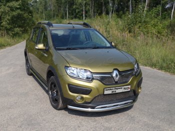 Защита переднего бампера нижняя d60,3 мм ТСС Тюнинг Renault Sandero Stepway (B8) дорестайлинг (2014-2018)  (нержавейка)