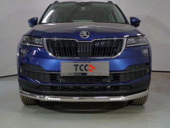 35 599 р. Защита переднего бампера нижняя с ДХО 60,3 мм ТСС Тюнинг Skoda Karoq NU7 рестайлинг (2020-2024) (нержавейка)  с доставкой в г. Санкт‑Петербург. Увеличить фотографию 1