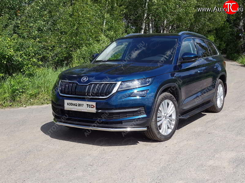 16 549 р. Защита переднего бампера нижняя d42,4 мм ТСС Тюнинг Skoda Kodiaq NU7 дорестайлинг (2017-2021) (нержавейка)  с доставкой в г. Санкт‑Петербург