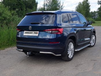 Защита заднего бампера (уголки, d42,4 мм) TCC Skoda Kodiaq NU7 дорестайлинг (2017-2021)