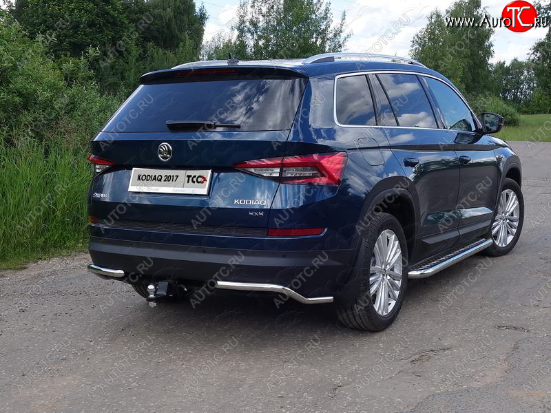 13 399 р. Защита заднего бампера (уголки, d42,4 мм) TCC  Skoda Kodiaq  NU7 (2017-2021) дорестайлинг  с доставкой в г. Санкт‑Петербург