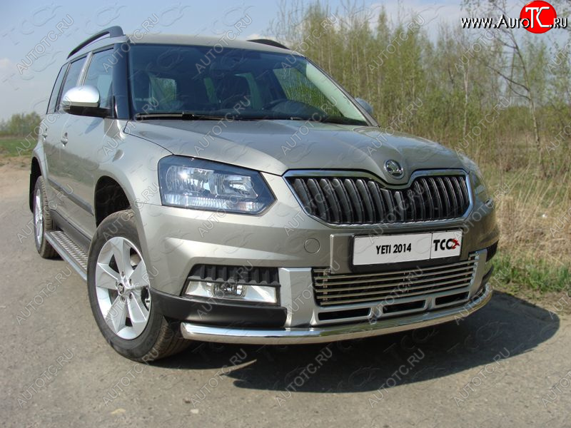 19 549 р. Защита переднего бампера нижняя d60,3 мм ТСС Тюнинг Skoda Yeti (2013-2018) (нержавейка)  с доставкой в г. Санкт‑Петербург