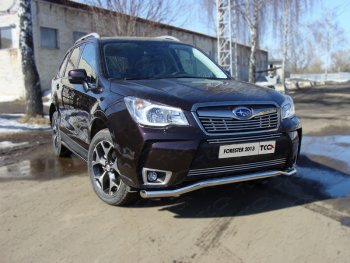 20 999 р. Защита переднего бампера нижняя d60,3 мм ТСС Тюнинг  Subaru Forester  SJ (2012-2016) (нержавейка)  с доставкой в г. Санкт‑Петербург. Увеличить фотографию 1