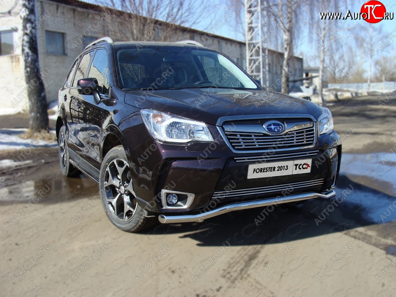 20 999 р. Защита переднего бампера нижняя d60,3 мм ТСС Тюнинг Subaru Forester SJ дорестайлинг (2012-2016) (нержавейка)  с доставкой в г. Санкт‑Петербург